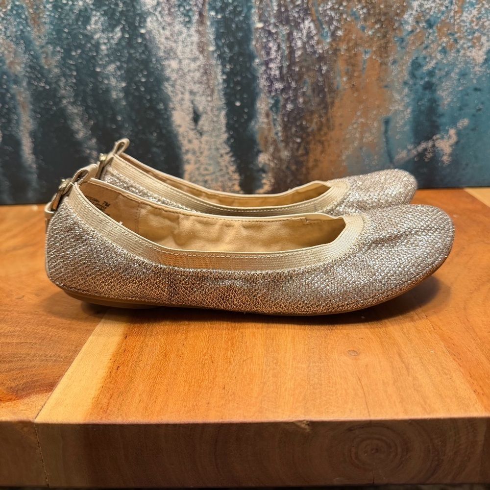 Bandolino Metallic Knit Ballet Flats – Gold Sparkle Slip-On Shoes Size 7M (VGUC) - Picture 4 of 12